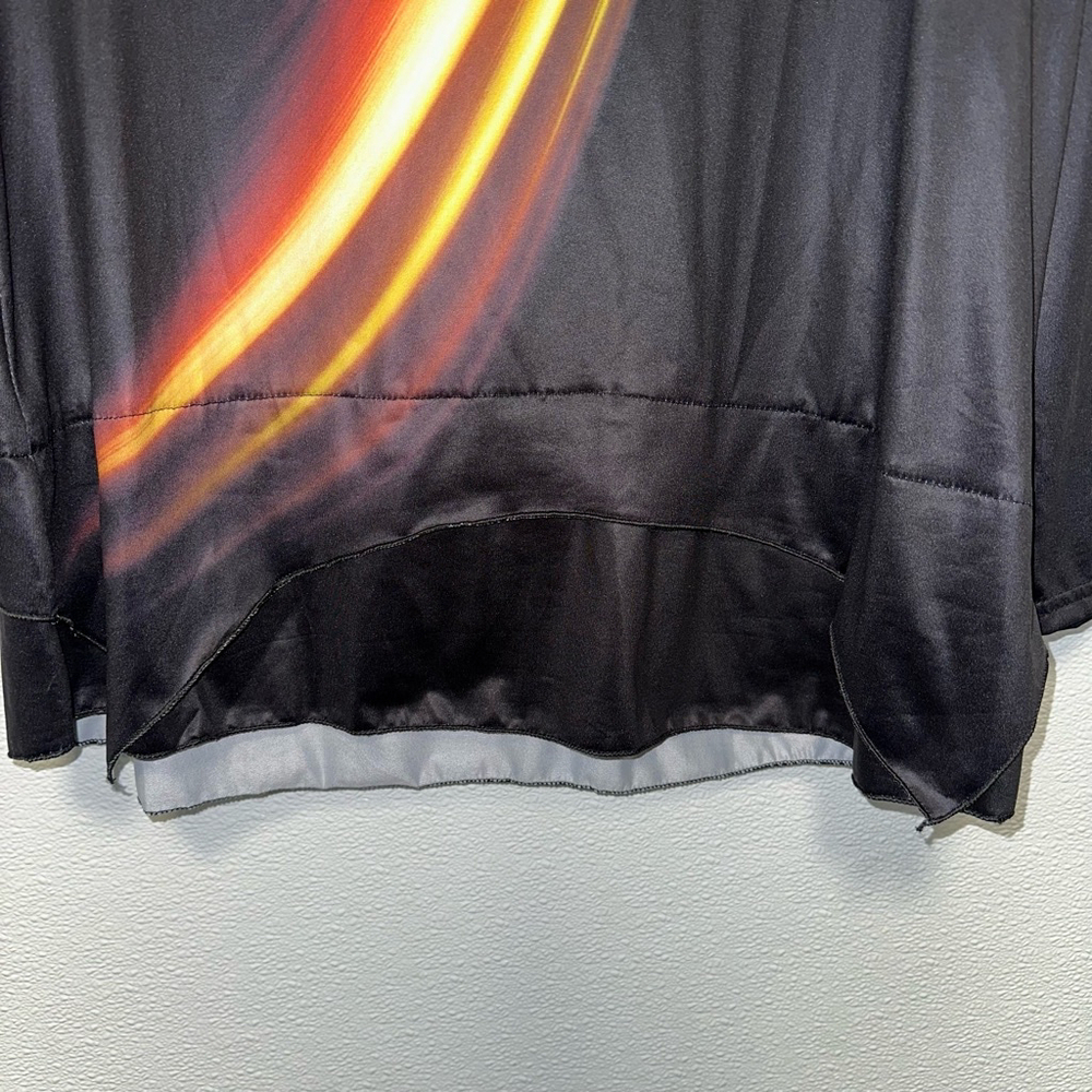 Women's Long Sleeve Top 3XL Black Multi-color Rainbow Vibrant Asymmetrical - Picture 3 of 9
